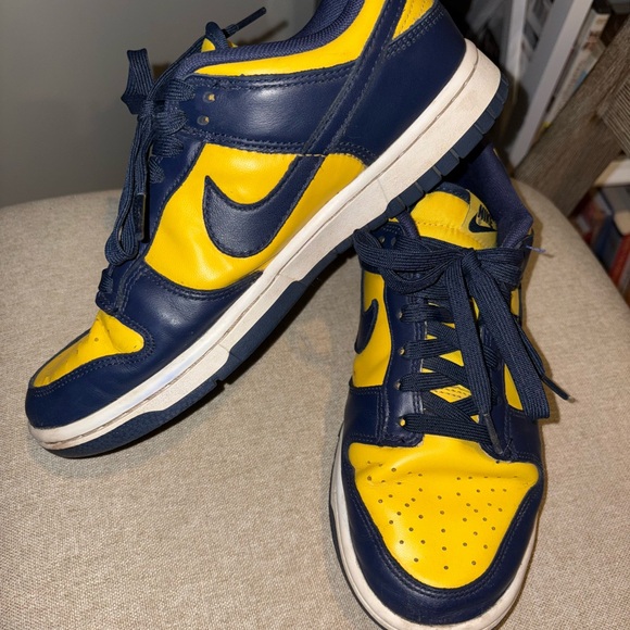 Nike Dunk Low - Michigan 2021 Yellow and Navy Sneakers - Picture 2 of 4